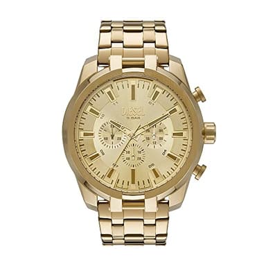 Diesel Montre pour homme, Split, mouvement chronographe, boîtier en acier inoxydable doré de 51 mm avec bracelet en acier inoxydable, DZ4590