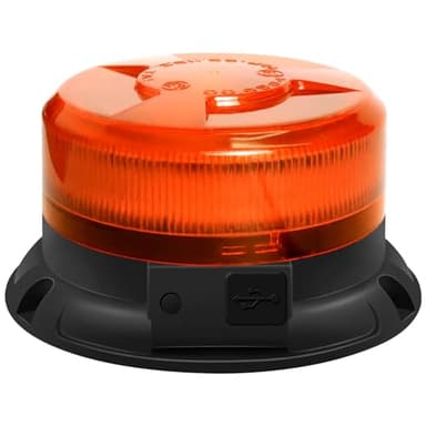 Dinfu Gyrophare LED orange 12V sans fil, 24V jaune stroboscopique clignotant magnetique avec Charge USB +Chargeur pour allume-cigare pour voiture véhicule Tracteur UTV Car Bus