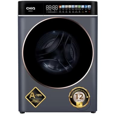 CHiQ CW086581AX Lave-linge 8 kg, Écran Tactile LED 13,5 pouces, Énergie A-10 pourcent, Lavage Vapeur et Rapide, Moteur BLDC (1400 tr/min), Grand Tambour, Joint Antibactérien, Gris