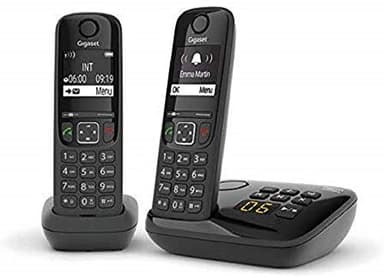 Gigaset AS690A Duo - Téléphone fixe sans fil avec répondeur - 2 combinés - Noir [Version Française]