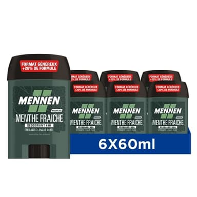 : Mennen NATURAL FORCE Deodorant d'origine naturelle homme 48H stick large sans alcool anti traces - Lot de 6