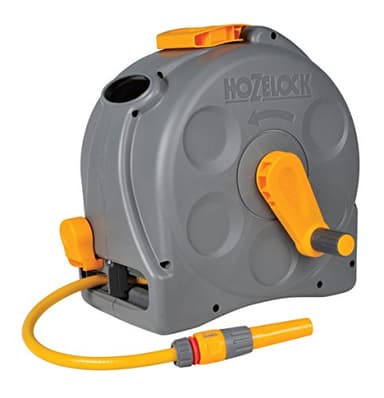 HOZELOCK - Dévidoir Compact 25 M 2en1 : Dévidoir Portable ou Mural, Fonction Ré-enroulage Facile, Livré avec lance, Raccords et Fixations [2415R3500]