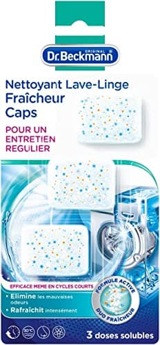 Dr. Beckmann Nettoyant et Hygiène Lave-Linge en Capsule | au charbon actif | Elimine Efficacement les Résidus et les Mauvaises Odeurs | 3 doses de 20g, Non parfumé