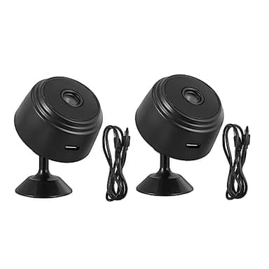 SHINEOFI Lot De 2 Caméras De Sécurité WiFi Intérieures Haute Définition avec Nocturne Et Détection De Mouvement, Petit Format Noir, Surveillance à Distance Via Smartphone