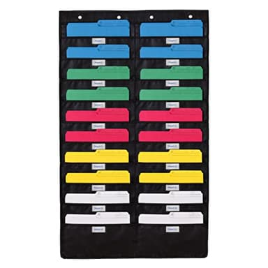 WallDeca - Porte Document Mural A4 (20 Pochettes, avec Étiquettes) - Organisateur Dossier Suspendus pour Rangement Papier Administratif, Trieur Mural pour le Bureau, la Maison et la Salle de Classe