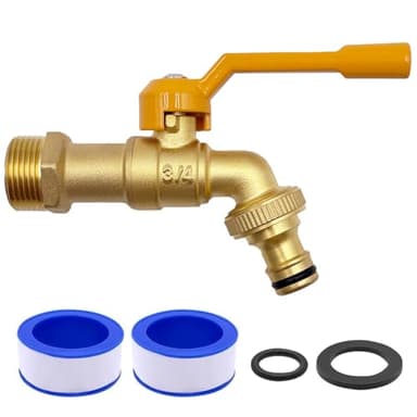 Druuzyl Robinet extérieur jardin 3/4, Robinet Exterieur Jardin en Laiton, Robinet de jardin universel sphérique, Antigel -20 ℃, Résistance à Haute Température 120 ℃ Pour Jardin, Baril de Pluie