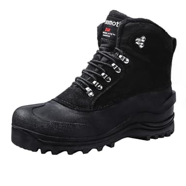 riemot Bottes de Neige Homme et Femme, Bottes de Randonnée Hiver Neige Imperméable y Antidérapant Chaussures de Trekking Outdoor Confortable Chaudes Boots de Marche, Noir EU 45