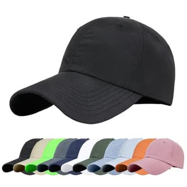 Baynetin Casquette de Baseball,Nylon Anti-Soleil Baseball Cap,été Unisexe Réglable Anti-UV Protection Chapeau de Tennis (Noir)