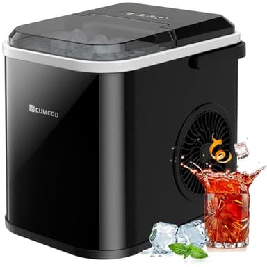 CUMEOD Machine à Glaçons, 12kg en 24h, 8 Glaçons en 6-10 Minutes, Machine a Glacons à Affichage LED de Comptoir 120W avec Capteur Infrarouge et Autonettoyant pour la Maison/le Camping/la Fête