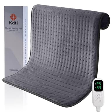 Coussin Chauffant, 80 × 60 cm, Coussin Chauffant Électrique avec Arrêt Automatique et 6 Niveaux de Température, pour Dos, Épaule, Ventre, Cou, Lavable en Machine