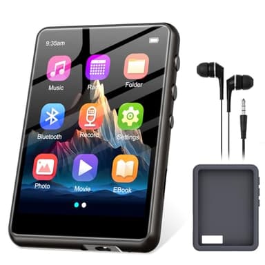 Lecteur MP3 128GB Bluetooth 5.3, ZAQE 2.4" Plein écran Tactile Lecteur MP3 Portable,Haut-parleurs Haute définition intégrés, Radio FM, Enregistrement, entrée Ligne, Son HiFi, jusqu'à 512GB, Noir