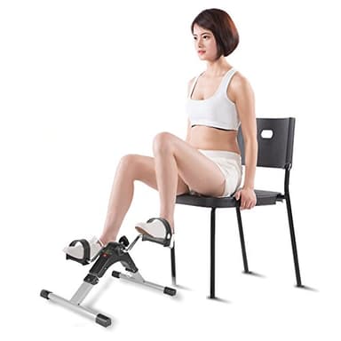 Mini Vélo d'appartement, Pédalier Pliable Fitness Bike Cardio Sport Appareil d'exercice pour Les Bras Les Jambes Entrainement,avec Ecran LCD,37 * 50 * 23.5cm (Noir argent)