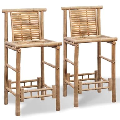 vidaXL Lot de 2 Tabourets de Bar, Chaise de Pub, Siège de Bistrot, Meuble de Salle à Manger Cuisine Salon Maison Intérieur, Bambou
