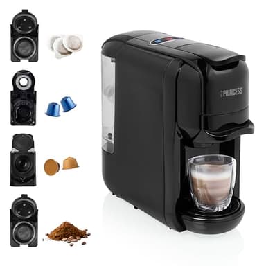 Cafetière Princess 249452 - Pour capsules Nespresso™, Dolce Gusto & dosettes ESE - Pompe italienne 19 bars - 0,6 L - 1450 W