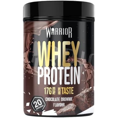 Poudre protéinée Warrior Whey 500 g (jusqu’à 36 g par portion) - Goût délicieux et riche en acides aminés - 20 portions (Brownie au chocolat)
