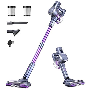 Lubluelu Aspirateur Balai sans Fil Aspirateur Autoportant, Aspirateur sans Fil Puissant Aspirateur Balai 50min Autonomie, Batterie Amovible pour Sol Dur, Poils d'animaux
