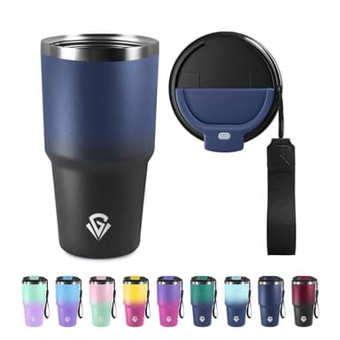 Mug Isotherme 600ml 20oz, Thermo Café Réutilisable Acier Inoxydable 304, Tasse Isotherme sans BPA, Tasse Thermos Double Paroi, Tumbler pour École, Sport, Bureau, Gym, Yoga, Camping, Randonnée