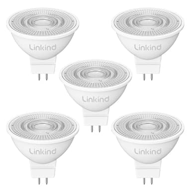 Linkind Ampoules LED GU5.3 12V, 3.4W Equivalent à 35W Ampoule Traditionnelle, Blanc Chaud 2700K, 360LM, 36° Angle, Ampoules LED Spot MR16 12V AC/DC, Non Dimmable, Lot de 5