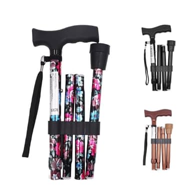 PEPE Mobility Canne de Marche Pliable, Réglable en Hauteur, Aluminium Légère, Bâton de Marche Homme et Femme, Fleurs
