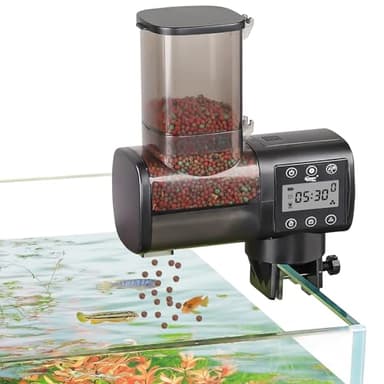 hygger Distributeur Automatique Poisson,500ml Mangeoire Automatique Aquarium avec LCD Contrôleur Display Koi Fish Feeder for Weekend Holiday(Battery Not Included)