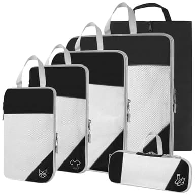 Organiseur de valise Packing Cubes Compression 6 pièces, Cube de compression pour organiser votre bagage de voyage, Organiseur de valise pour sac à dos et sac de voyage