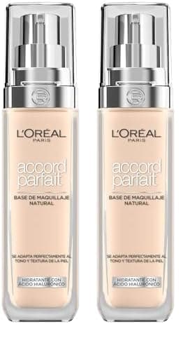 L'Oréal Paris - Fond de Teint Fluide - Hydratation 24H - Formule à l'Acide Hyaluronique - Tous les Types de Peaux - Teinte : Ivoire Rosé (1.R) - Accord Parfait - 30 ml (Lot de 2)