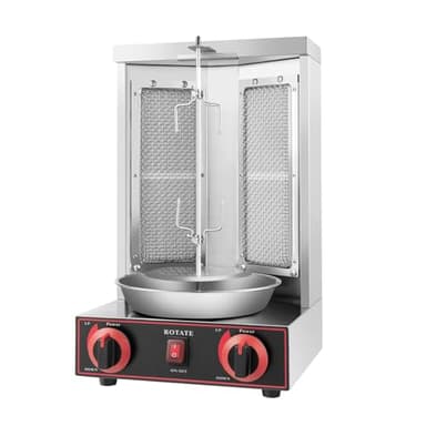 Barbecue à kebab à gaz, machine à kebab 3000 W, rotation à 360 °, plage de température RT-300 °C, Barbecue à gaz Vertical en Acier Inoxydable, Rotisserie Automatique