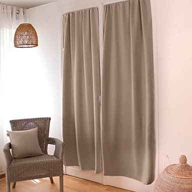 ED ENJOY HOME Rideau Occultant, Passe Tringle, Beige Naturel, 90x210cm, 100% Polyester, Tissu Certifié Oeko-TEX, Collection Réglisse