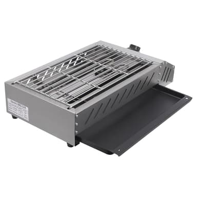 Barbecue électrique de table, 2500 W, portable, température réglable de 50 à 300 °C, réchauffe rapidement les aliments, pour l'intérieur et l'extérieur, le camping, argent, 54,2 x 28 x 12 cm