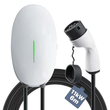 Teskee Chargeur EV Type 2 Wallbox Home Station de Recharge de Voiture EV Intelligente pour Toutes Les Voitures EV et Hybrides Rechargeables à l'extérieur et à l'intérieur 11kW 16A 6 Metros Trifásico