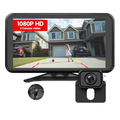 Camera de Recul sans Fil 1080P: avec 4,8 Pouces Moniteur Camera de Recul 2 Canaux, HD Vision Nocturne Caméra de Recul Voitures Signal Stabilisé Facile Installer pour Van, Caravane, SUV - Foxpark W11