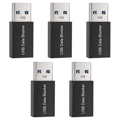 HUTSRAI Bloqueur de DonnéEs USB 5 PièCes, Adaptateur de Blocage USB à Charge Uniquement pour Bloquer la Synchronisation des DonnéEs, ProtéGer Contre Le Jacking de Jus Noir