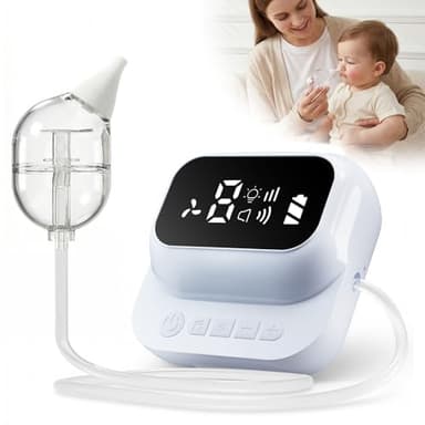 Shynova Aspirateur Nasal Bébé Électrique avec Tuyau - Mouche-bébé Rechargeable USB avec Écran LCD, Lumière Douce & Musique, Aspiration Réglable, Embouts Silicone Souples pour Nez Bouché