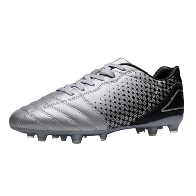 DREAM PAIRS Chaussures à Crampons de Football pour Hommes Durable Crampons pour Terrain Ferme,Size 42,Argent/Noir,SUPERFLIGHT-1