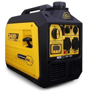 Aceup Energy Générateur à onduleur 3400W Générateur à essence silencieux avec affichage numérique, mode éco, prises 230V 12V 5V, parallèle, polyvalent pour la maison, l'extérieur et l'urgence, 23Kg