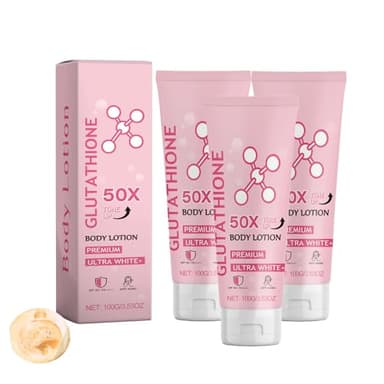 Glutathione Lot de 3 lotions pour le corps enrichie et éclaircissante pour homme et femme Crème hydratante à la niacinamide, à l'acide hyaluronique, améliore les taches sombres, sans danger pour la