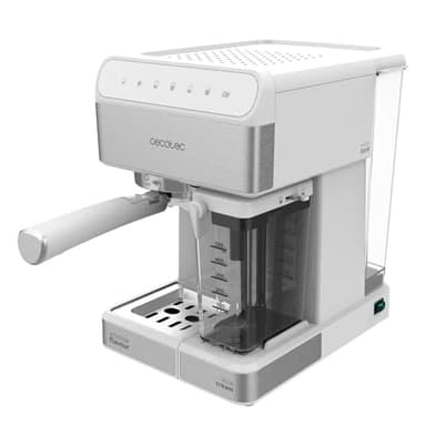 Cecotec Machine à café Semi-Automatique Power Instant-ccino 20 Touch Serie Blanc. 20 Bars de Pression, 1.4 L, 6 Fonctions, Chauffage par Thermoblock, Contrôle Tactile, Réservoir de Lait, 1350 W.