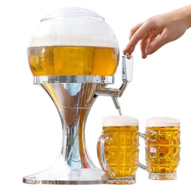 InnovaGoods - Distributeur de Bière Réfrigérant 3,5L, Machine à Jus de Fruits, Fontaine d'alcool avec Réservoir à Glaçons, PMMA Transparent et Argent Métallique, 24x24x42 cm, sans BPA