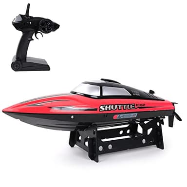 TURBO CHALLENGE - Bateau - Turbo Boat - 094117 - Bateau Télécommandé - Rouge - 1/16 - Prêt à Naviguer - Batterie Rechargeable et Piles incluses - Plastique - À Partir de 8 Ans