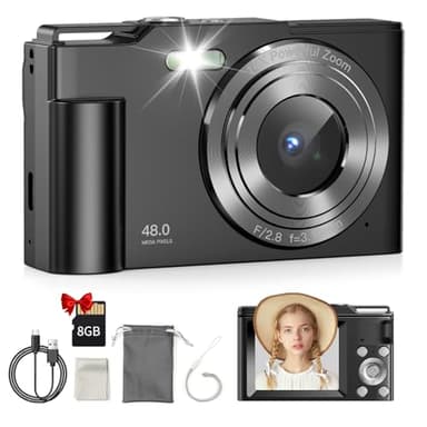 Appareil Photo Numérique - COLALY Autofocus 48MP Compact Caméra avec Carte SD 8G, Écran 2,4 Pouces, Zoom numérique 16X, Mini Appareil Photo pour Étudiant Adulte Débutant Cadeau