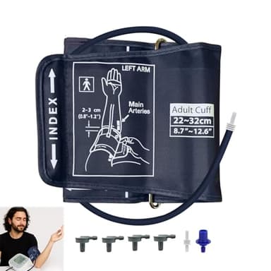 Brassard Tensiomètre de Remplacement Confortable pour Tensiometre Omron,Circonférence de Bras de 22 à 52 cm,Compatible avec la Plupart des Tensiomètres,Adultes-6 Connecteurs