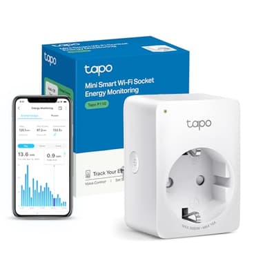 Tapo Prise Connectée WiFi, Suivi de consommation, 16A Type F, compatible avec Alexa et Google Home, Contrôler le radiateur, le chauffage, Économie d'énergie, Commande vocale, Tapo P110(1-pack)