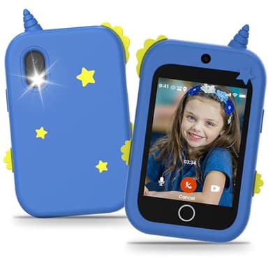 Telephone Enfant, 4G Téléphone Enfant avec GPS, Appels Vidéo, Chat Vocal, SOS, Double Caméra, Podomètre, Mode Classe, Réveil, Telephone Portable Enfant Smartphone Cadeau d'anniversaire