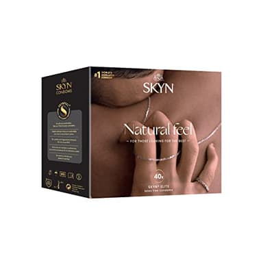 SKYN Natural Feel : Lot de 40 Préservatifs Elite pour Homme | Ultra-Fins et Ultra-Doux sans latex | De Taille Régulière, Forme Droite | Diamètre 53mm | Technologie SKYNFEEL