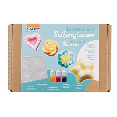 Glorex 6 1600 720 - Kit créatif de moulage de savon avec accessoires pour la fabrication de mini savons de différentes couleurs - Pour enfants à partir de 8 ans