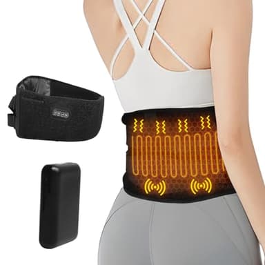 Ceinture chauffante de massage contre les maux de dos avec batterie de 10 000 mAh, sangle de 150 cm, sangle réglable, ceinture chauffante électrique avec 3 modes, 3 intensités, avec minuterie