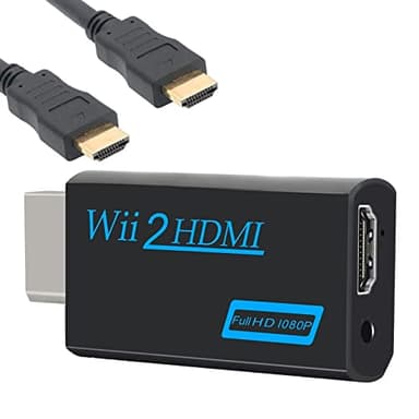 MEETTIKEY Adaptateur Wii Vers HDMI - Convertisseur HD 1080P/720P Avec Sortie Audio 3,5 mm et Câble HDMI 1,5 m Pour Moniteur, TV, Projecteur (Noir)