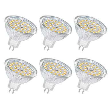 SCNNC MR16 Ampoule GU5.3 LED 12V 5W Blanc Chaud 3000K, 500LM Non Dimmable, Equivalent à 50W Halogène, Ampoule Spot LED MR16 GU5.3 pour Plafonnier, Éclairage Paysager, 6 pièces