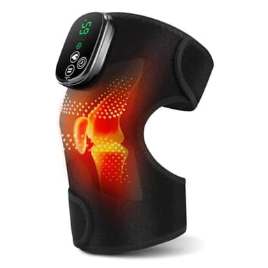 Genouillère Chauffante Sans Fil, Genouillère À Lumière Rouge Avec Contrôle Tactile, Coudière Portable À 5 Niveaux De Chaleur, 3 Modes De Massage, Minuterie, Batterie Intégrée 5000mAh Et 4 Moteurs