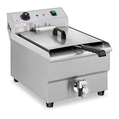 Royal Catering Friteuse Électrique De Restaurant Simple Avec Robinet Professionnelle RCEF 16EB (3 500 W, 16 l, Température Max. 200 °C, Zone froide, Robinet de vidange)